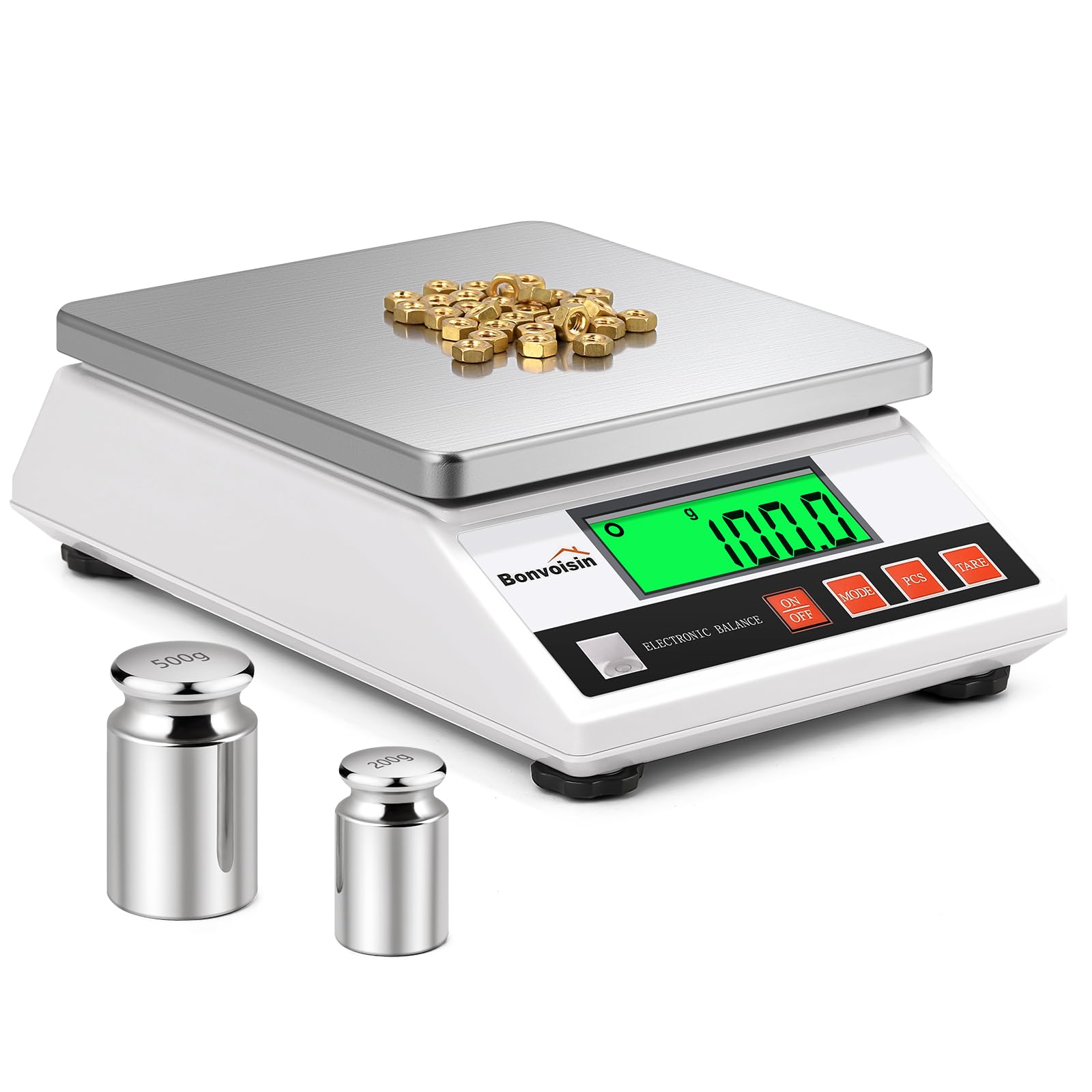 Bonvoisin Precision Digital Scale 6000gx0.1g - Industrial Counting, Accurate Electronic Balance, Portable Laboratory Analytical Balance, Jewelry Kitchen Scale CE Certified