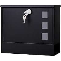 Locking Mailbox Wall Mounted - Jssmst mailboxes with Key Lock (Large, Black)