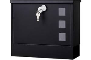 Locking Mailbox Wall Mounted - Jssmst mailboxes with Key Lock (Large, Black)