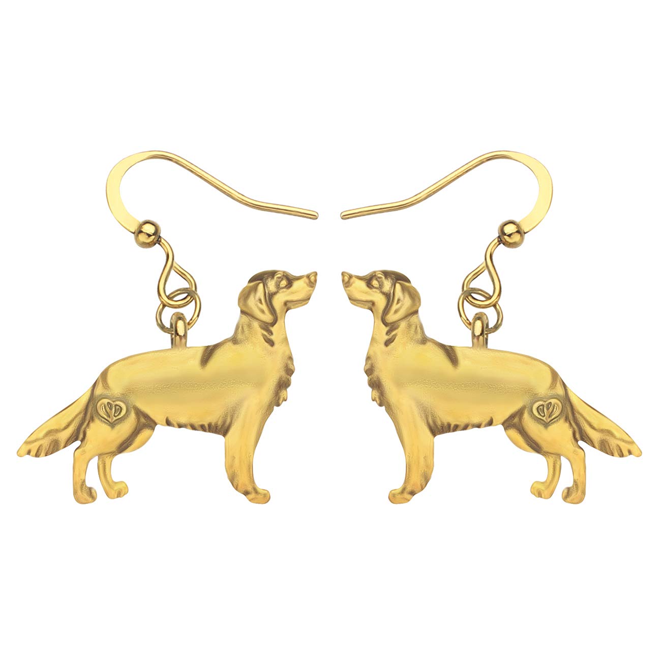 NEWEI Antique Gold Silver Plated Golden Retriever Dog Earrings Vintage Dog Dangle Drop for Women Teens Girls (Gold)
