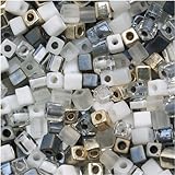 Miyuki 4mm Glass Cube Beads Color Mix Apparition Grey Ghost 10 Grams