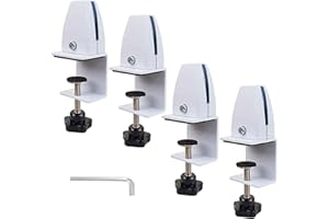 Jhanw Desk Divider Clamp For 1/8" To 0.51" Panel, Adjustable Desk Partition Clamp For 0.32" To 2.04" Desktop, Standing Desk Accessories For Desk Privacy Folders, White Sneeze Guard Holder 4-pack