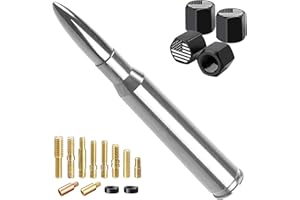 HVSTTPK Truck Car Bullet Antenna with Valve Stem Caps Mast for GM Chevy Silverado 1500 2500 3500 HD Ford F150 F250 F350 Denali Heavy Pickup Jeep Truck Accessories (Chrome)-Car wash Safe