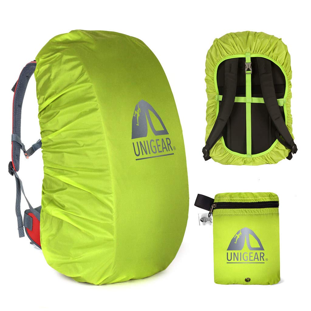 Photo 1 of Unigear Backpack Rain Cover Waterproof Rating 5000mm Ultraportable and Durable with 2 Anti-Slip Buckle Strap, Integrated Carry Pouch Design (Green, Large)