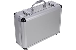 DOITOOL 12.5in Silver Aluminum Briefcase with Lock, Aluminum Briefcase for Men or Women, Metal Hard Case with Foam for Travelers Luggage Craftsman Travel Cash (12.5x9x4.3 Inch)