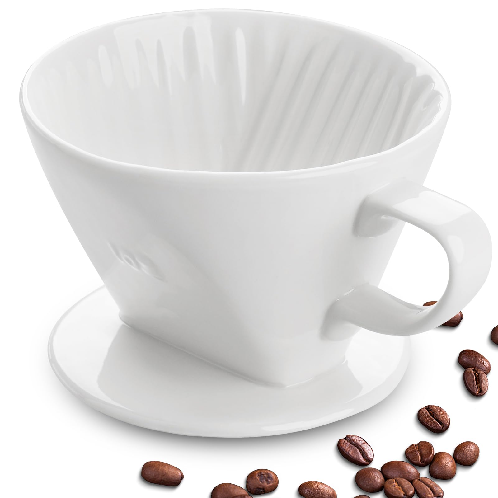 Photo 1 of ***BROKEN HANDLE*** hailanbao Handmade Pour Over Ceramic Coffee Dripper - Authentic Brewing Experience for Camping, Office, and Home (White)