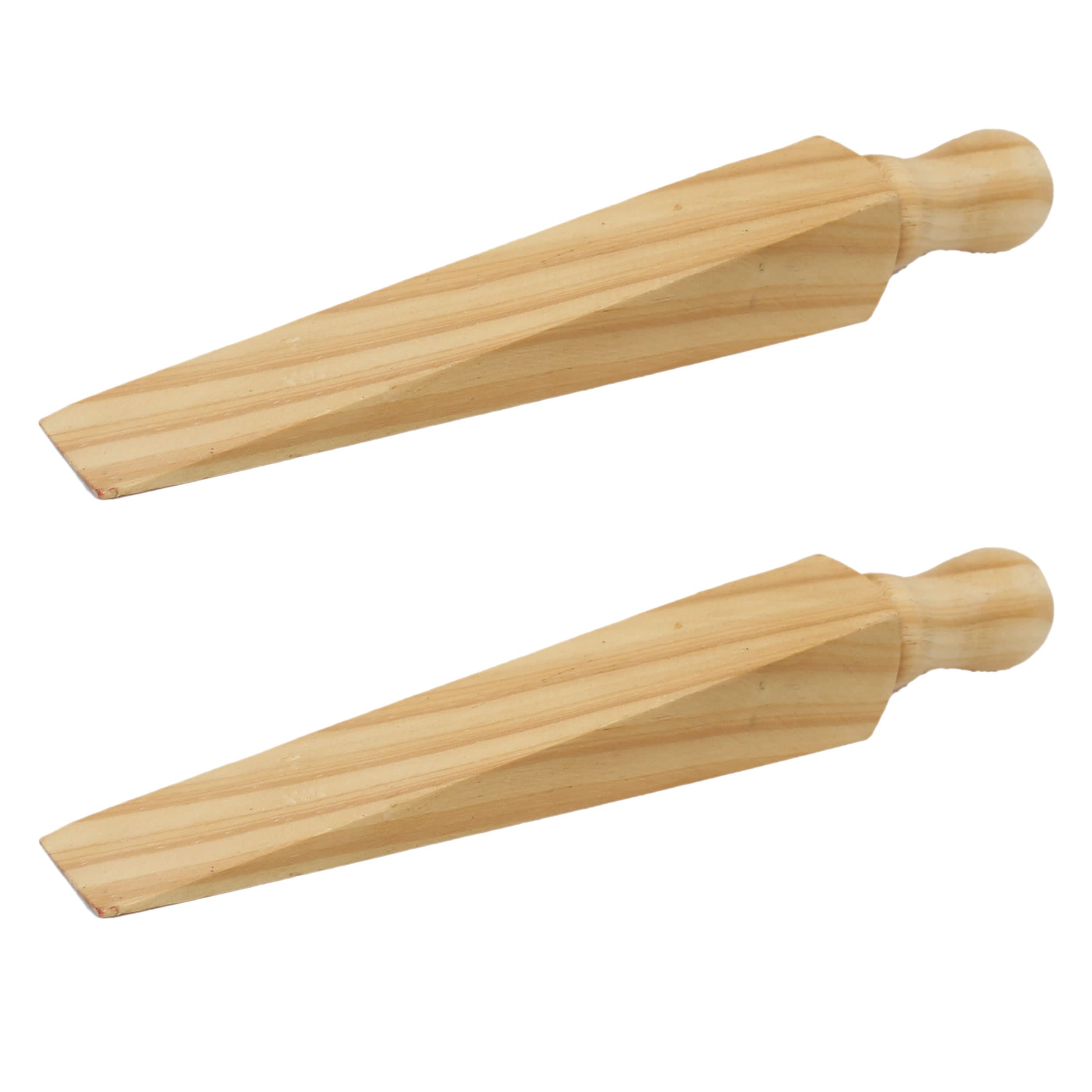 Original Victorian Pattern Traditional Wooden Door Wedge Stopper - 200mm 8 Inch - Door Wedge Stopper Blocker Hold Open Hold Shut Extra Security Natural Pack of 2