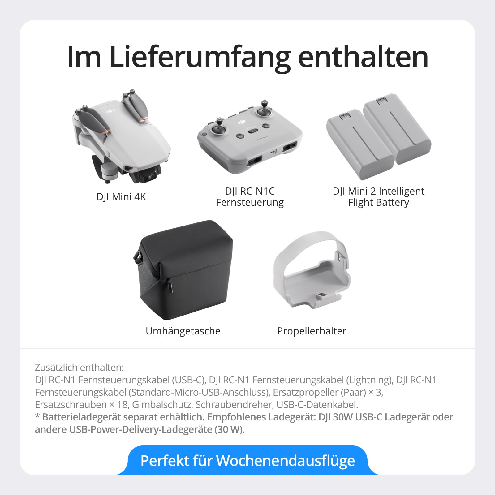 DJI Mini 4K Camera Drohnen Combo mit 4K UHD Kamera für Erwachsene, 3-Achsen-Gimbal-Stabilisierung, 10 km Videoübertragung, Autom. Rückkehr, windstabil, 2 Akkus 62 min Flugzeit, QuickShots, Unter 249g 7