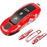 Aojezoor Chinese Red Key Fob Cover Compatible with Porsche Key Shell Key Fob Shell Replacement Compatible with Porsche Cayenne Panamera 911 718 Macan Boxster Cayman Old Style