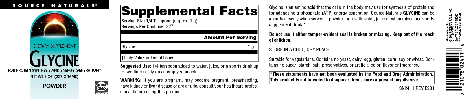 SOURCE NATURALS Glycine, 8 Ounce