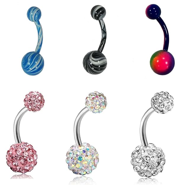 Buy Musesland 6 Packs 14g Belly Button Rings 316L Surgical Steel Body