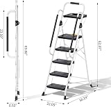 KINGRACK Folding 5-Step Ladder 800 lbs Capacity Safe Lock Handrail Tool Tray view 6