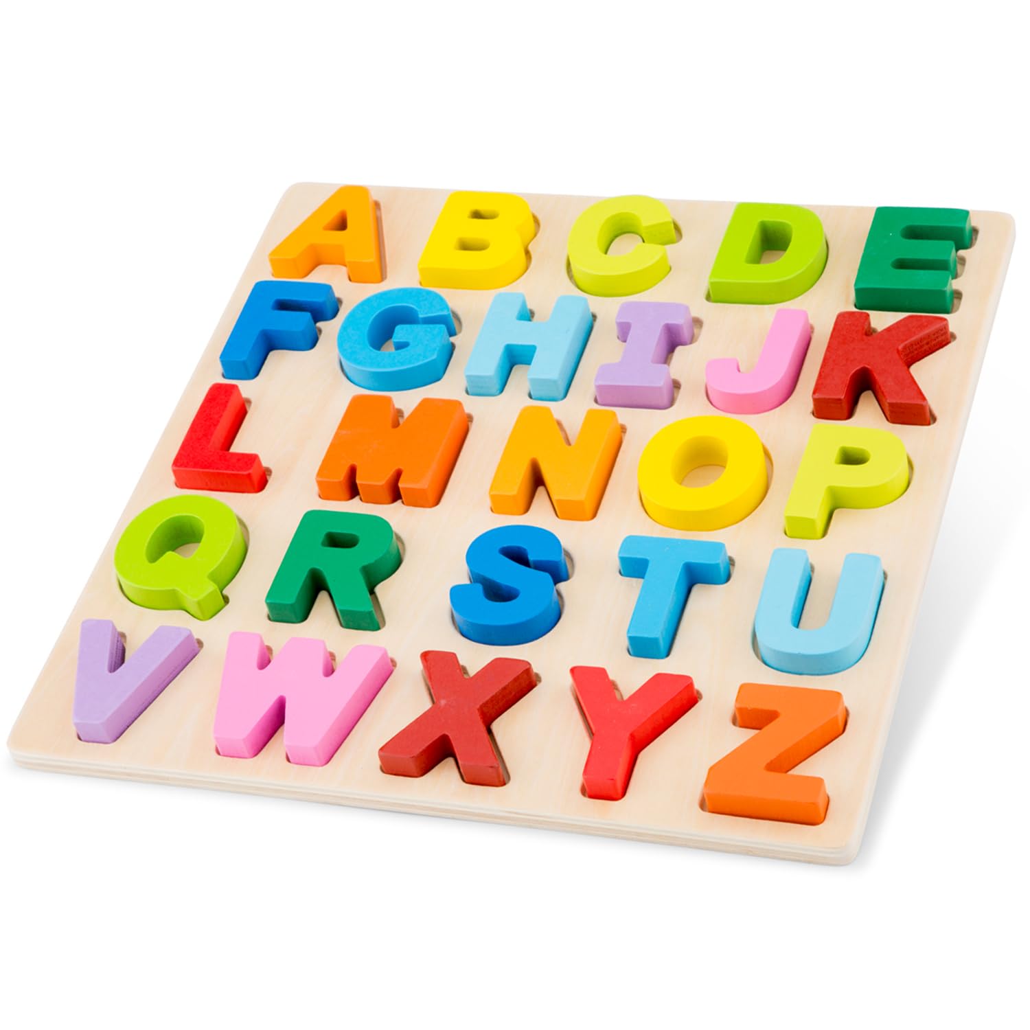 Woet® Alphabet Puzzle Uppercase A to Z, Wooden Toy, Montessori ABC Learning, Preschool Literacy, Color Recognition, Shape Matching, Fine Motor Skills, Hand Eye Coordination, Gift, Age 2 Years + — image 1