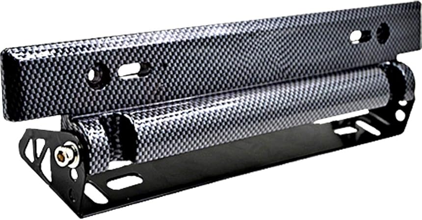 Amazon ナンバープレートステー 角度調整 汎用 ブラック カーボン ナンバープレートアジャスター 黒 ナンバーフレーム ステー 車 バイク 車 バイク