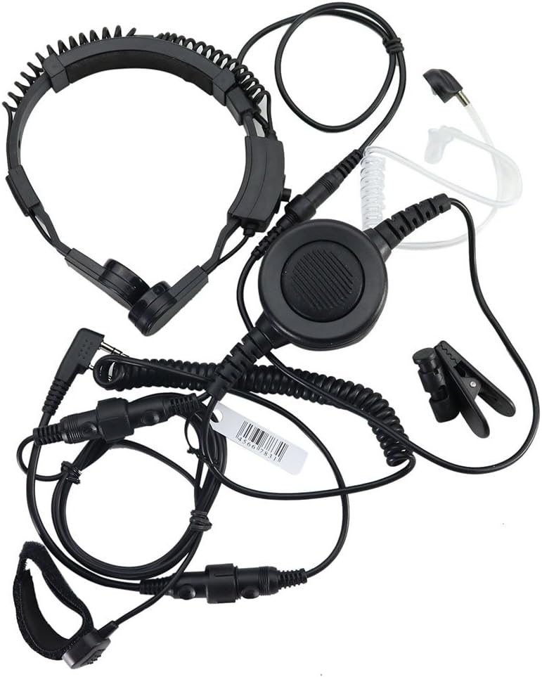 LUFA Military Covert Earpiece Grade Tactical Throat Mic Armpit PTT Headset with Finger PTT for KENWOOD Radio Baofeng UV-5R C0200A