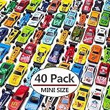 MAPIXO 40 PC Mini Race Car Toy Die Cast Plastic, Model Vehicle Set Gift for Birthday Game Party Favors, Goodie Bag, Stocking Stuffers, Cake Topper, Pinata, Carnival Prize, for Kid Children Boy Girl