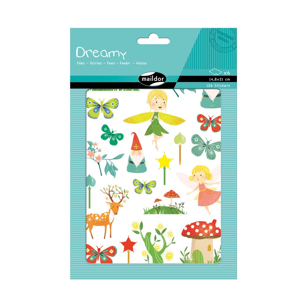 Maildor AE137O - Dreamy STICKERS - 6 sheets - 14,8 cm x 21cm - FAIRY (126 stickers) THEME - Children's Arts and Crafts Accessories - Creative and Leisure