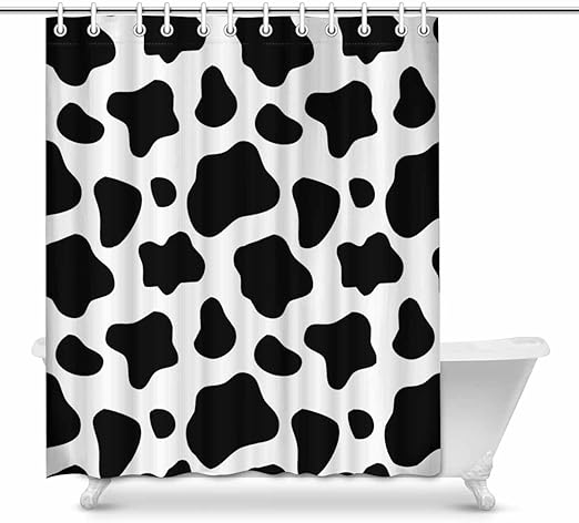 Amazon Com Interestprint Cow Print Bathroom Decor Shower Curtain Set With Hooks 72 Inches Long Home Kitchen