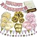 31 Pcs of Pink Gold and Cream Birthday Party Decoration Set Pompom Lanterns Polka Dot Triangle Garland Banner First 1st Birthday Girl Princess Ballerina Theme Decorations Kit Party Supplies Backdrop
