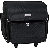 Everything Mary Deluxe Rolling Craft Bag with Wheels – Collapsible Black Quilted Scrapbook Tote for Art & Sewing – Mobile Storage for Crafters, Teachers, Nurses – Stylish & Durable Organizer