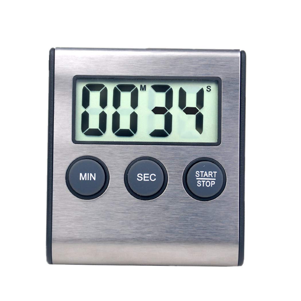 Digital Mini Kitchen Timer Alarm Clock for Kitchen Appliance 100 MINUTE Timer for Cooking Study, Sports, Meeting, Parking, Medicine etc Stainless Steel Black