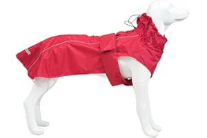 MAMORE Adjustable Waterproof Dog Raincoat for Dogs,Lightweight Pet Rain Jacket Puppy Clothes with Reflective Strip for Small Medium Large Dogs (Red, Large)