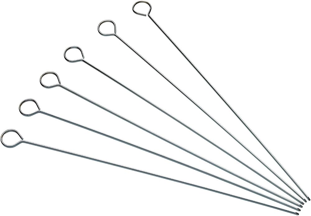 KitchenCraft Stainless Steel Flat Sided Skewers Set of 6 30cm Reusable BBQ