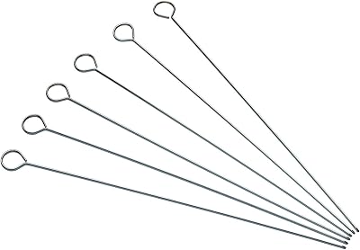 KitchenCraft Stainless Steel Flat Sided Skewers Set of 6 30cm Reusable BBQ
