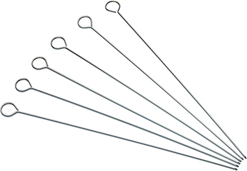 KitchenCraft Stainless Steel Flat Sided Skewers Set of 6 30cm Reusable BBQ