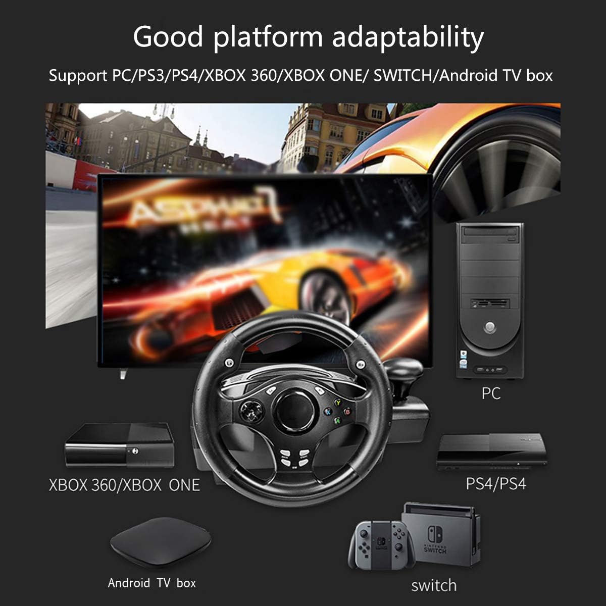 Amazon Co Jp Xboxの一つのステアリングホイールとペダル シミュレーション ドライバps4 Xboxの一つ アンドロイドボックス ゲームコンソールのステアリングホイール スポーツ アウトドア