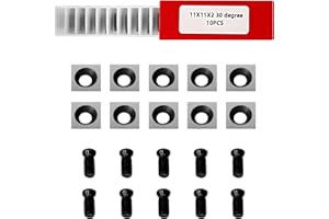 Zorqon 10pcs 11mm Square Straight Carbide Inserts, 11×11×2.0mm Replacement Cutter Knives for Woodworking and Woodturning, Fits for Spiral Helical Planer Cutter Head or lathe Turning Tipped