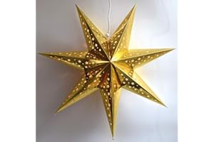 WILLBRITE Paper Star Lantern Decoration (Galaxy Gold 7-Point Shining Star) - Perfect for Weddings, Christmas Holiday, Birthday Party Celebration & Home Decor