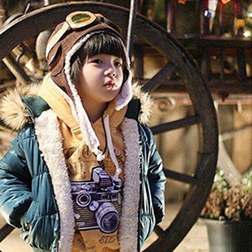 CTKcom Pilot Aviator Fleece Warm Hat Cap with Earmuffs for Kids,2 Pack(Coffee+Black)