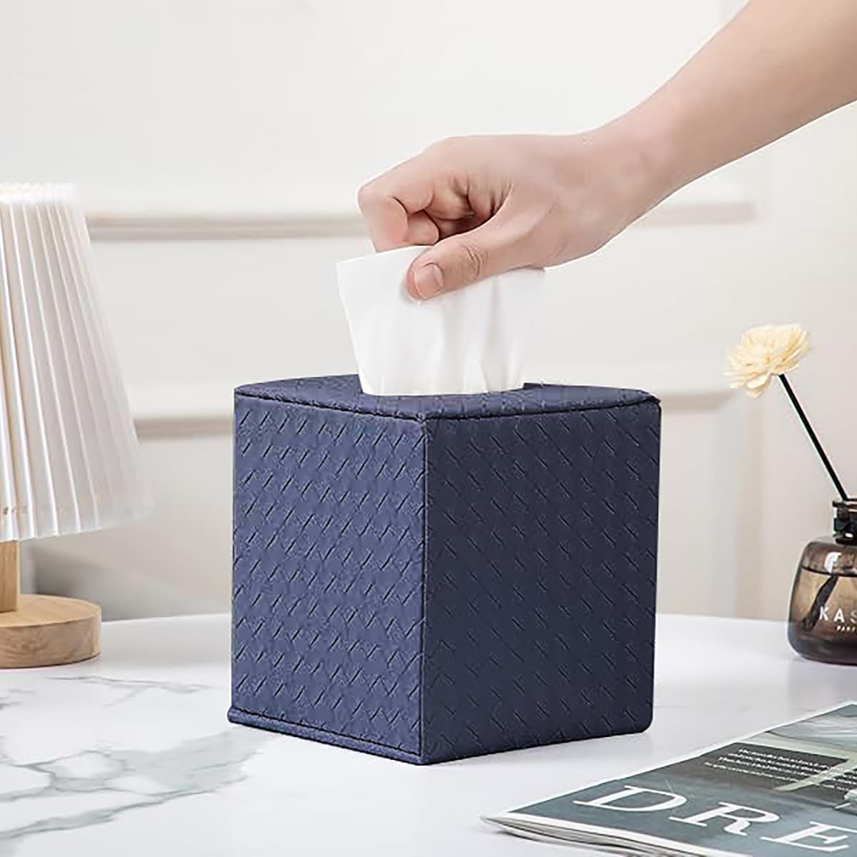 Royal Blue Tissue Box Cover,Tissue Box Cover Square,Royal Blue Tissue Box Holders,Tissue Holder for Bathroom Accessories,Bathroom Tissue Holders