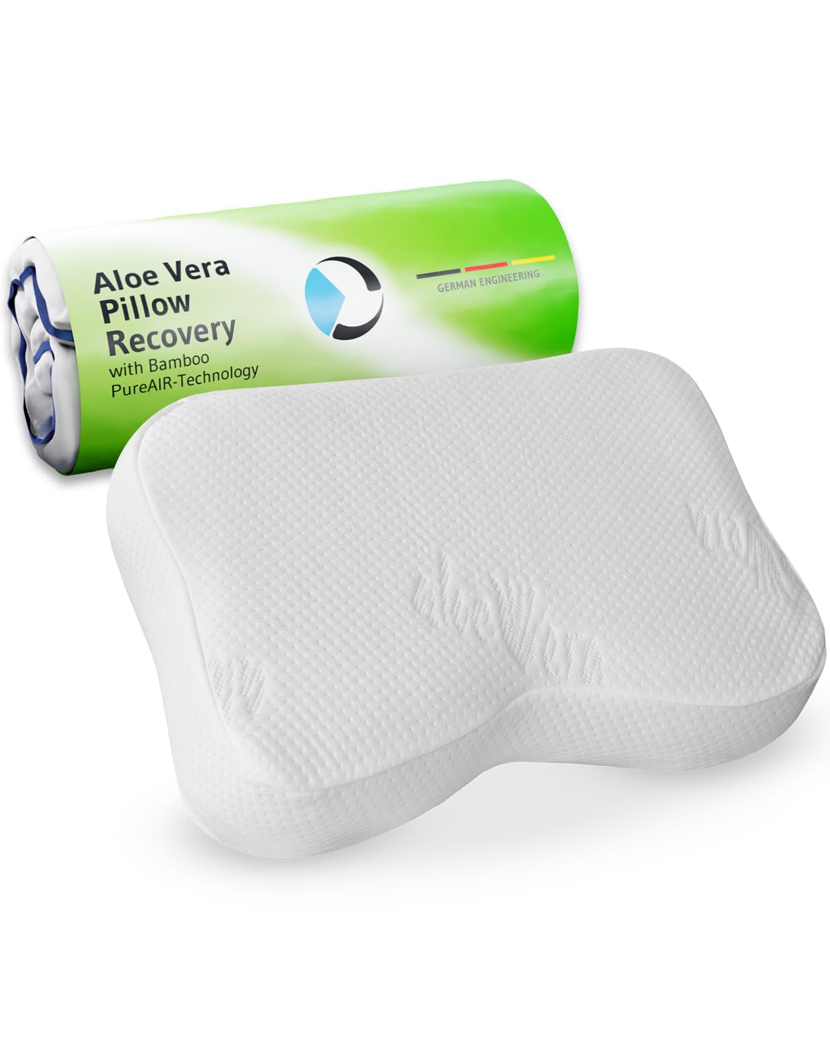 Photo 1 of Third of Life Travel Pillow with Activated Charcoal Memory Foam | Cervical Neck Pain Relief Pillow for Back & Side Sleepers | Aloe Vera Extract Viscose Pillowcase