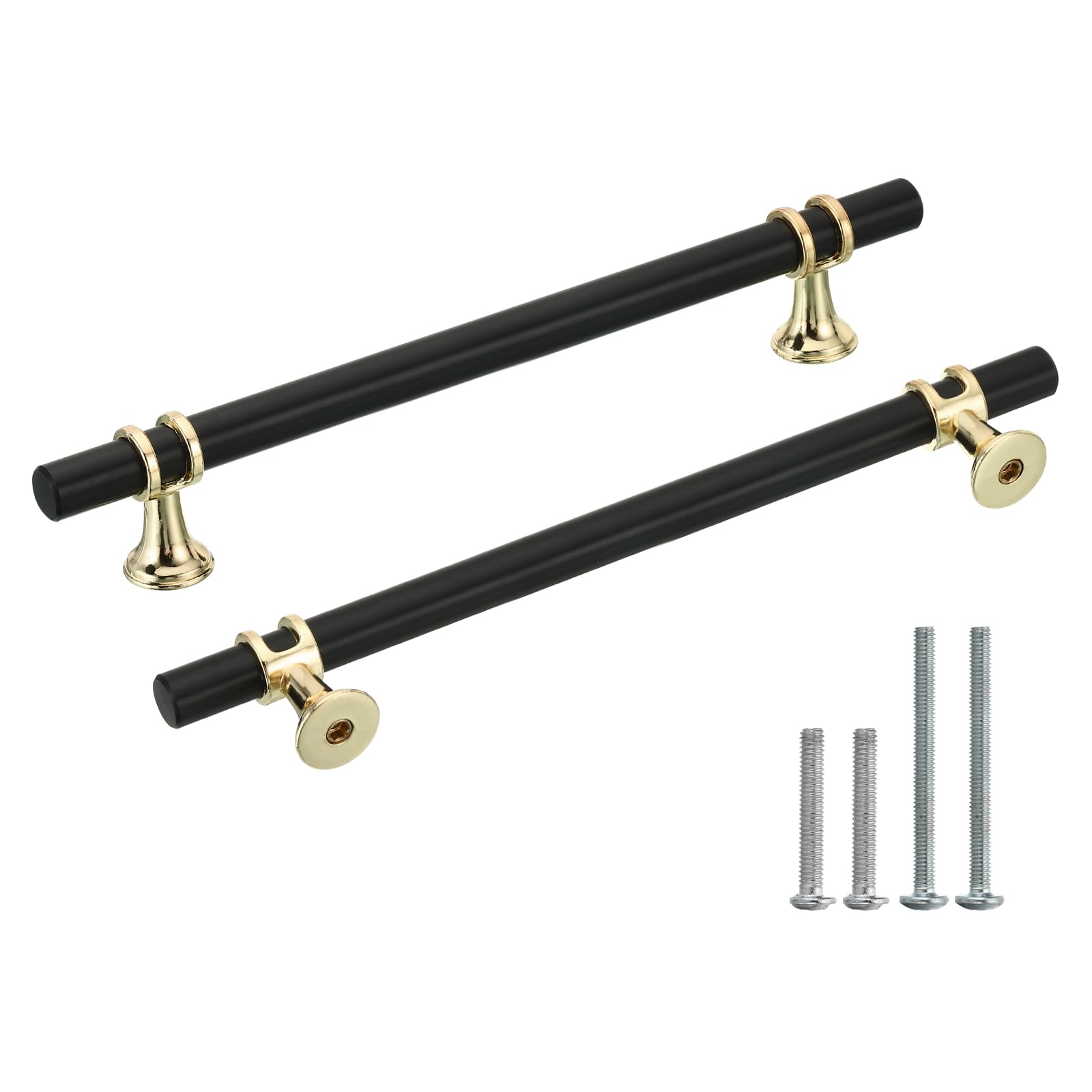uxcell 5 Pack Black Pulls, Kitchen Handles 8.5inch Length for Cupboard Handles Black Dresser Pulls Drawer Handle, 6.3 Inch(160mm) Hole Center