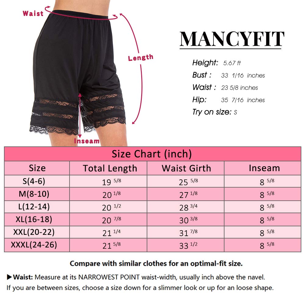 MANCYFIT Half Slip Shorts Culotte for Women Split Skirt Lace Pettipants