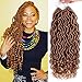 MOBOK 6Pcs/Lot Honey Blonde Goddess Locs Crochet Hair For Black Women Pre Loop Curly Faux Locs 14 Inch Blonde Braiding Hair Soft Synthetic Wavy Faux Locs Hair Extension (14inch(6packs), 27)