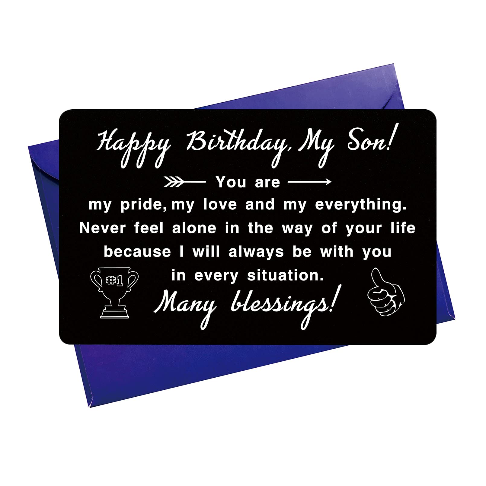 TGCNQ Son Birthday Card Son Birthday Gifts - Engraved Wallet Card for Son's Birthday, You Are My Pride Happy Birthday to My Son