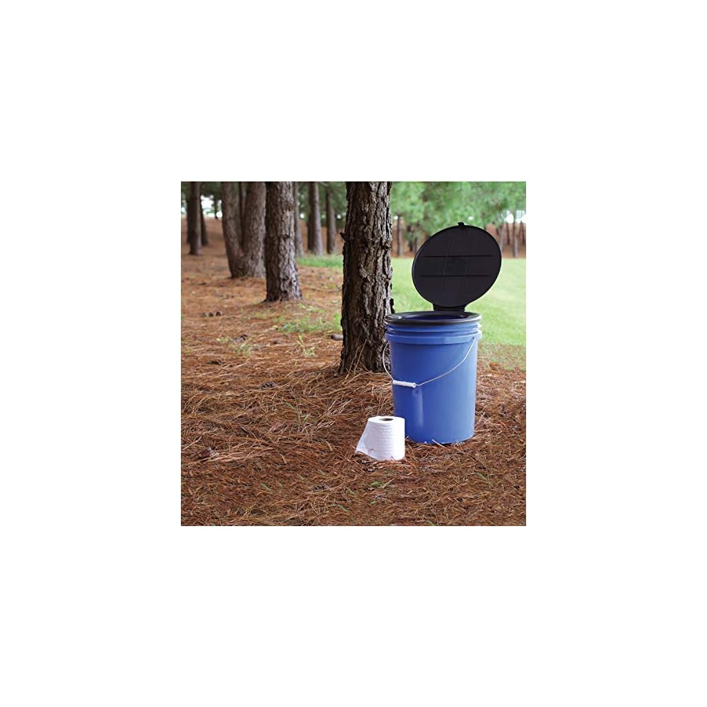 Camco Bucket Toilet Seat with Lid Fits 5 Gallon Buckets Includes 3