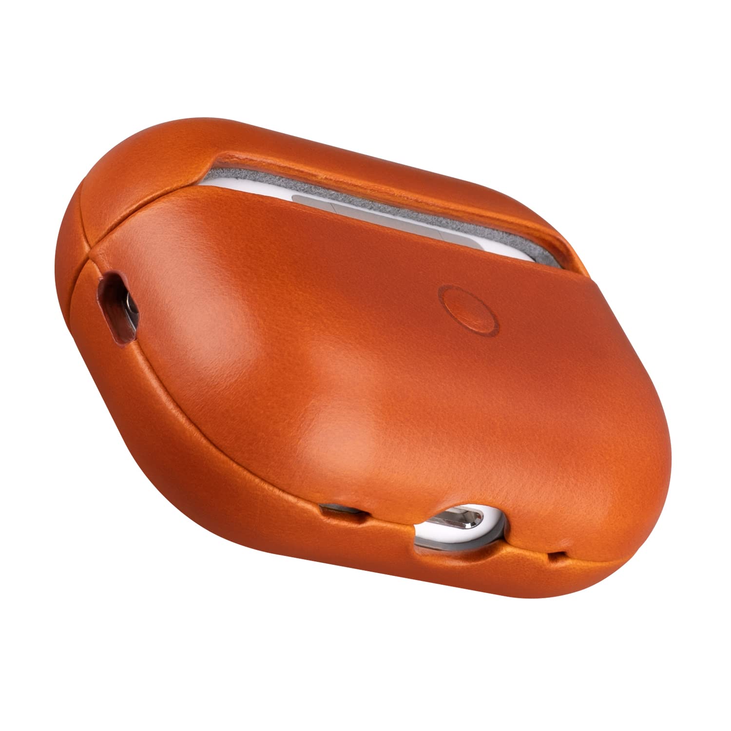 Maogoam for AirPods Pro 2 Case Leather with Sync Button, Genuine Vegetable Tanned Cow Leather Case for AirPods Pro 2nd Generation 2022, Elegant Style, Front LED Visible, Orange — image 1