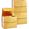 Stockroom Plus Magnetic Gift Boxes with Lids for Birthday, Wedding, Groomsman and Bridesmaid Proposal Box (9.5 x 7 x 4 Inches) (Gold) 6 Pack