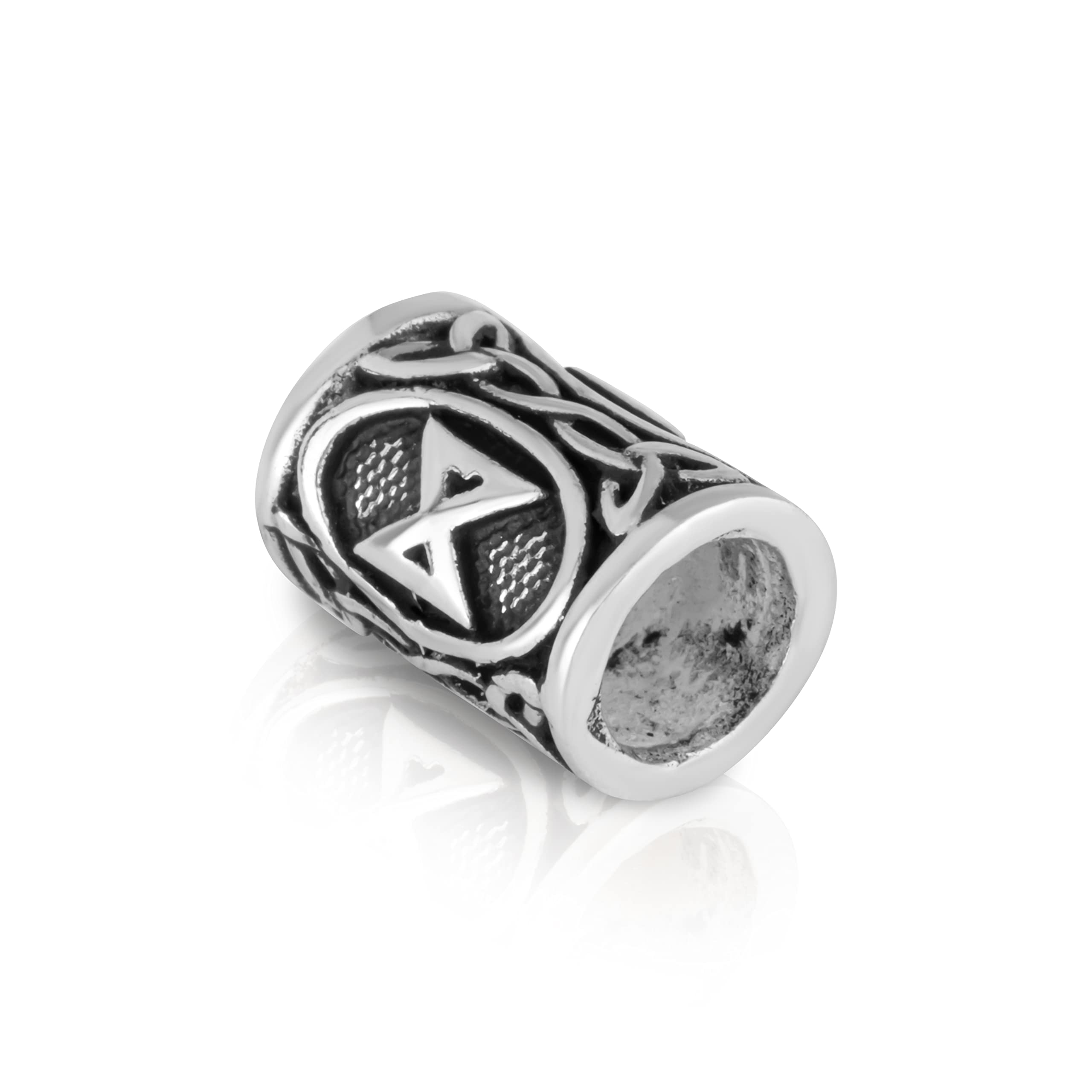 NKlaus 925 Sterling Silver Beard Bead - Futhark DAGAZ Hair Bead Silver Beard Jewellery 2202