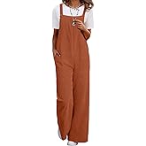 Happy Sailed Womens Corduroy Overalls Winter Fall Casual Sleeveless Adjustable Strap Wide Leg Long Pants Rompers