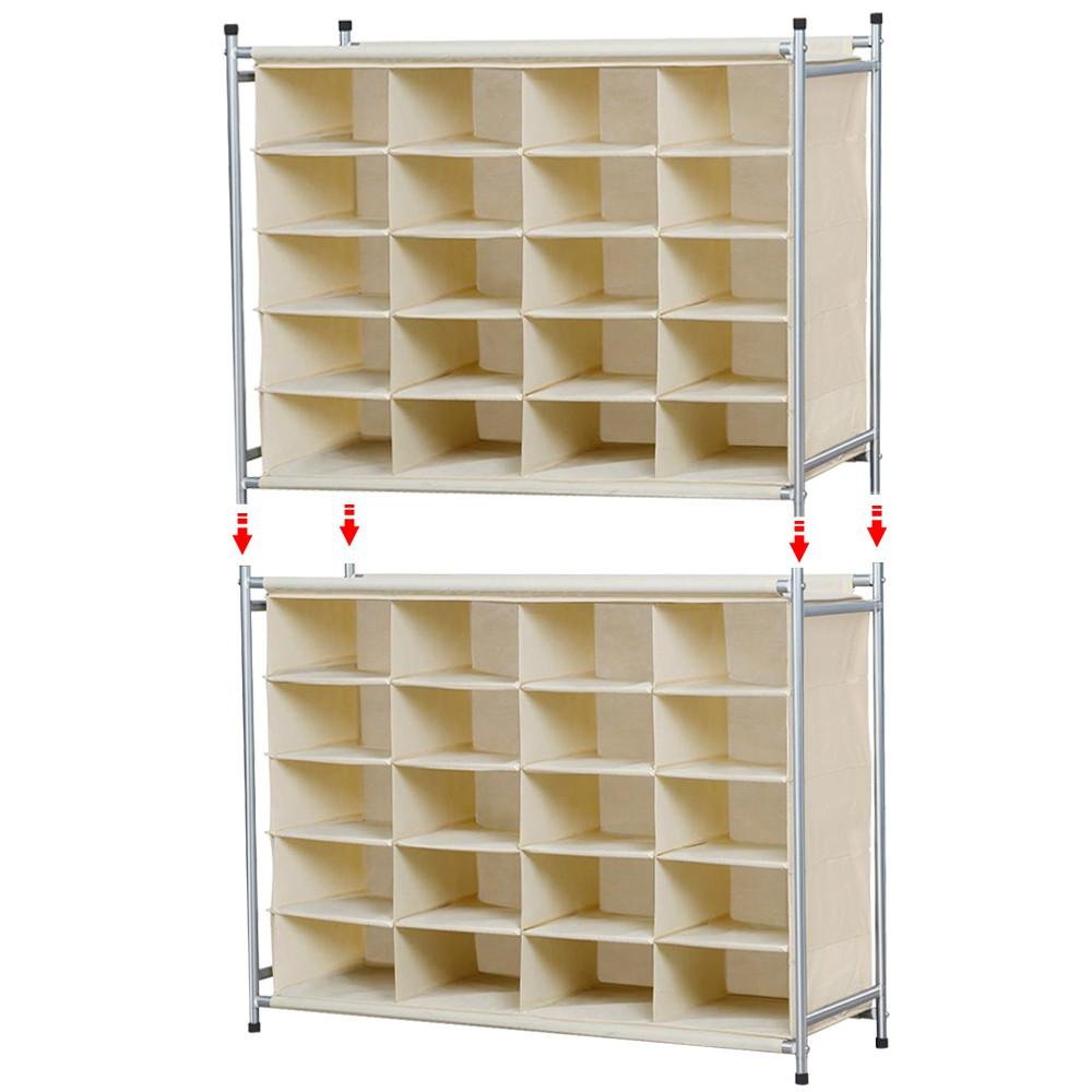 Yaheetech 5-Tier 20-Pair Shoe Rack,20-Compartment Nonwovens Cube Shoe Organizer Portable & Durable W/Larger Capacity-Beige