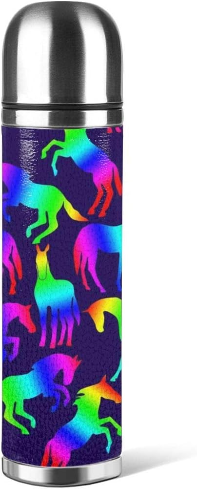 Amazon レインボーホースファンセレブレート水筒 真空断熱 ダブルステンレスボトル ステンレスボトル 軽量 ステンレス鋼 500ml大人 子供用 ウォーターボトル おしゃれ 保温 保冷 スポーツボトル 直飲み 大人 子供用 お洒落 かわいい 遠足 アウトドア 水筒 マグボトル