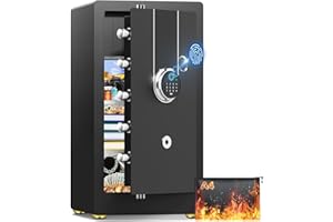 ACAITED 8.0 Cuft Heavy Duty Biometric Safe Box with Fireproof Waterproof Bag, Large Document Storage with Bottom Hidden Compartment, Anti-Theft Dual Alerts, Mute Mode, Digital Security for Business,