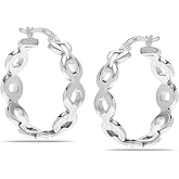 Charmsy 925 Sterling Silver Hoop Earrings for Women | Small Love Link Click-Top Hoop Earrings for Women