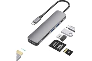 B3 BIGTHREE USB C to HDMI Adapter for MacBook Pro Air, 6 in 1 USB-C Digital AV Multiport Adaptor Dongle with USB3.0&2.0/SD/TF Card Reader Slot for Mac M1 M2 M3 iPad Pro & Other Type C Devices