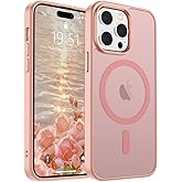 SUPFINE Magnetic for iPhone 14 Pro Max Case (Compatible with MagSafe) (Military Grade Drop Protection) Slim Translucent Matte Shockproof with Anti-Fingerprint Phone Case,Pink